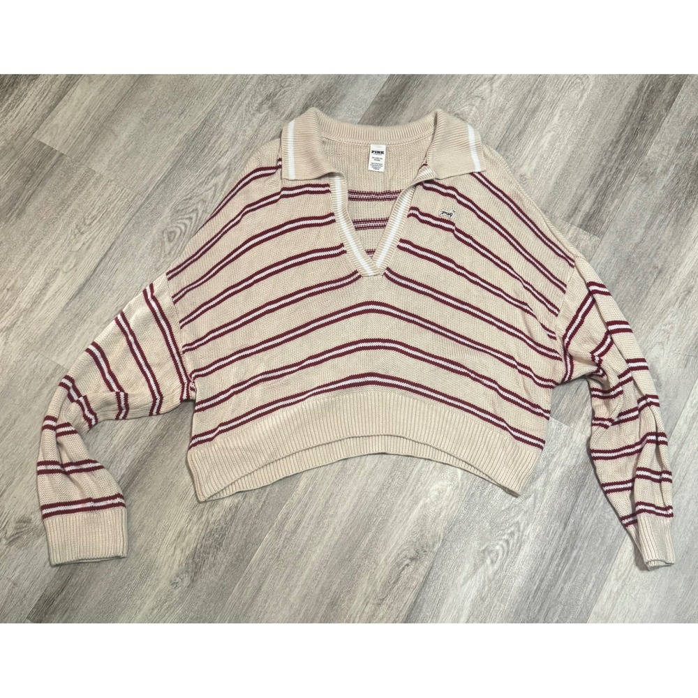 PINK Victoria's Secret Striped Sweater XXL Extra Extra Large‎ Dog Logo Collar